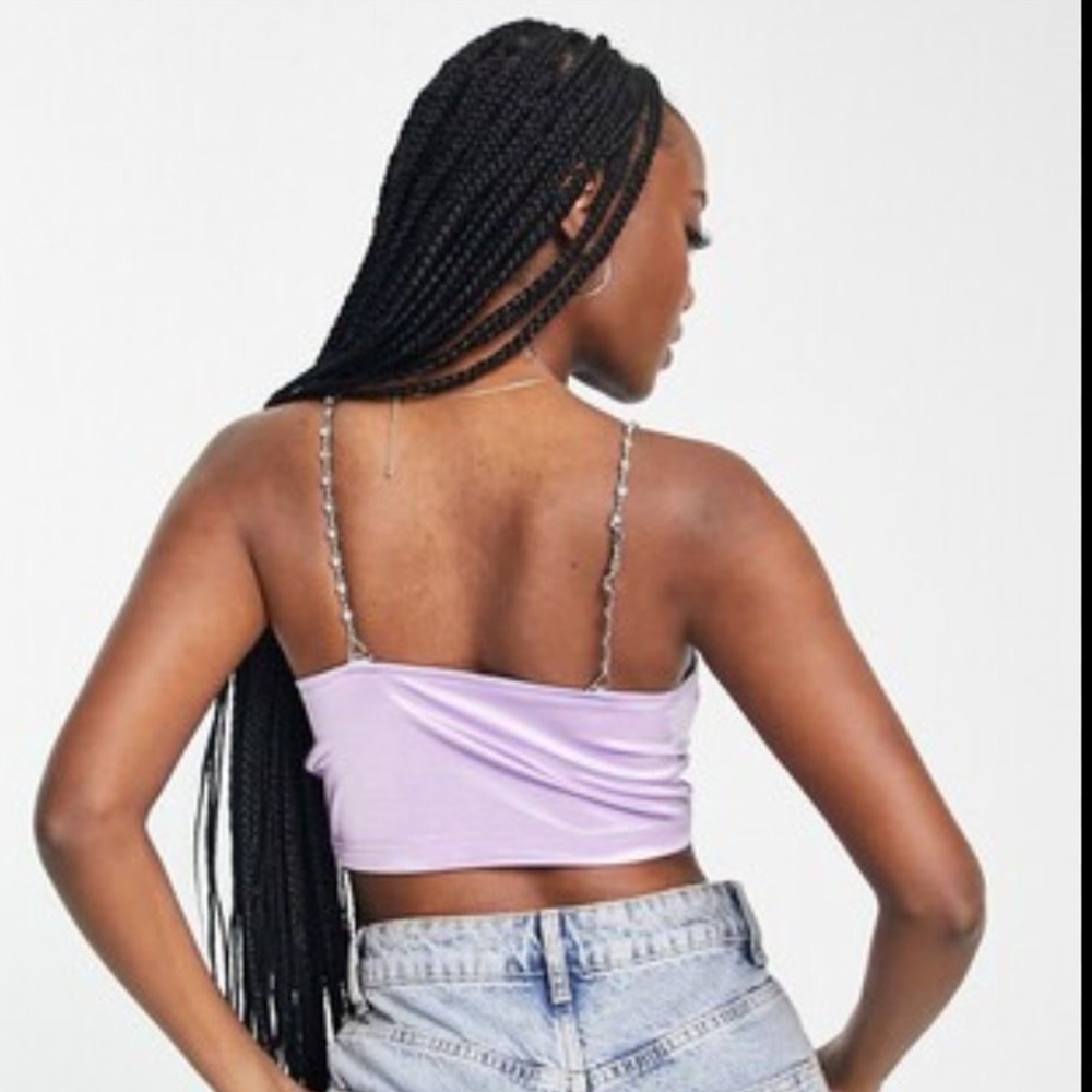 Lilac Chain Strap Satin party top - Picture 11 of 15